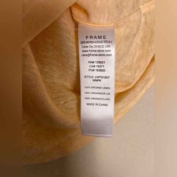 NWT Frame Washed Nude Peach Pink 100% Organic Linen Rolled Muscle T-Shirt S - Picture 8 of 9